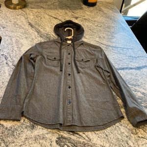 Gray Empyre hooded button down long-sleeve shirt - size Small